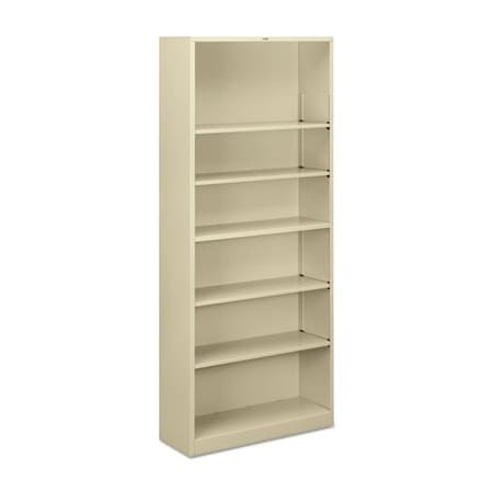 Hon HON, Metal Bookcase, Six-Shelf, 34-1/2w X 12-5/8d X 81-1/8h, Putty S82ABCL